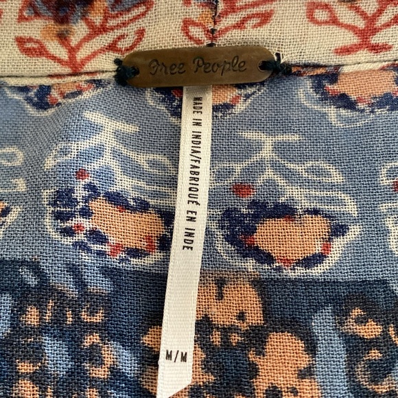 Free People Caravan Block Print Button Front Blouse Top S - Picture 3 of 12